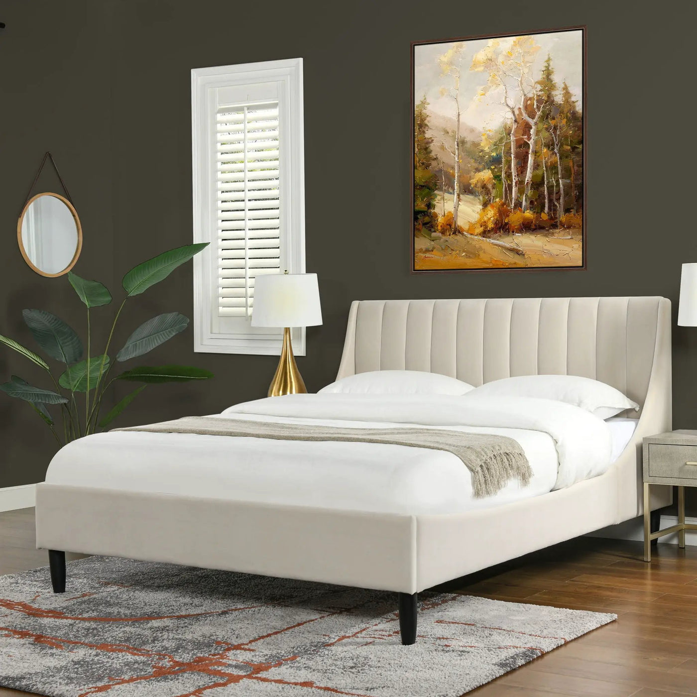 Aspen - Vertical Tufted Modern Headboard Platform Bed Set by HouseOfZazla