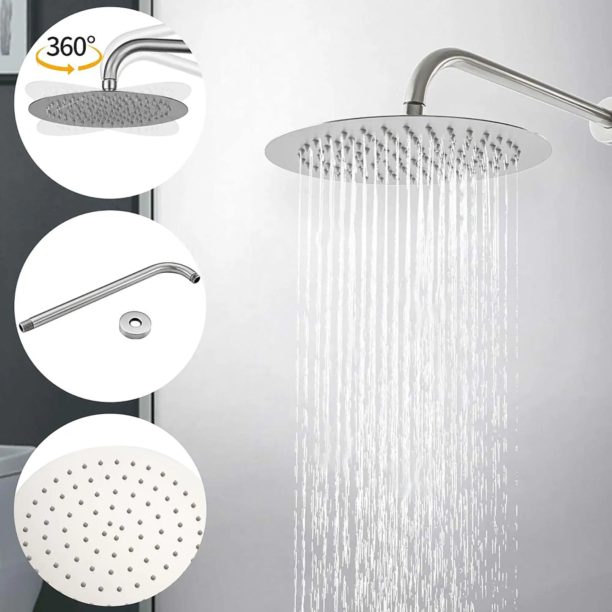 Elegant 10" Round Rain Shower Head And Handheld Set With Adjustable Tilt And Dual Modes by HouseOfZazla