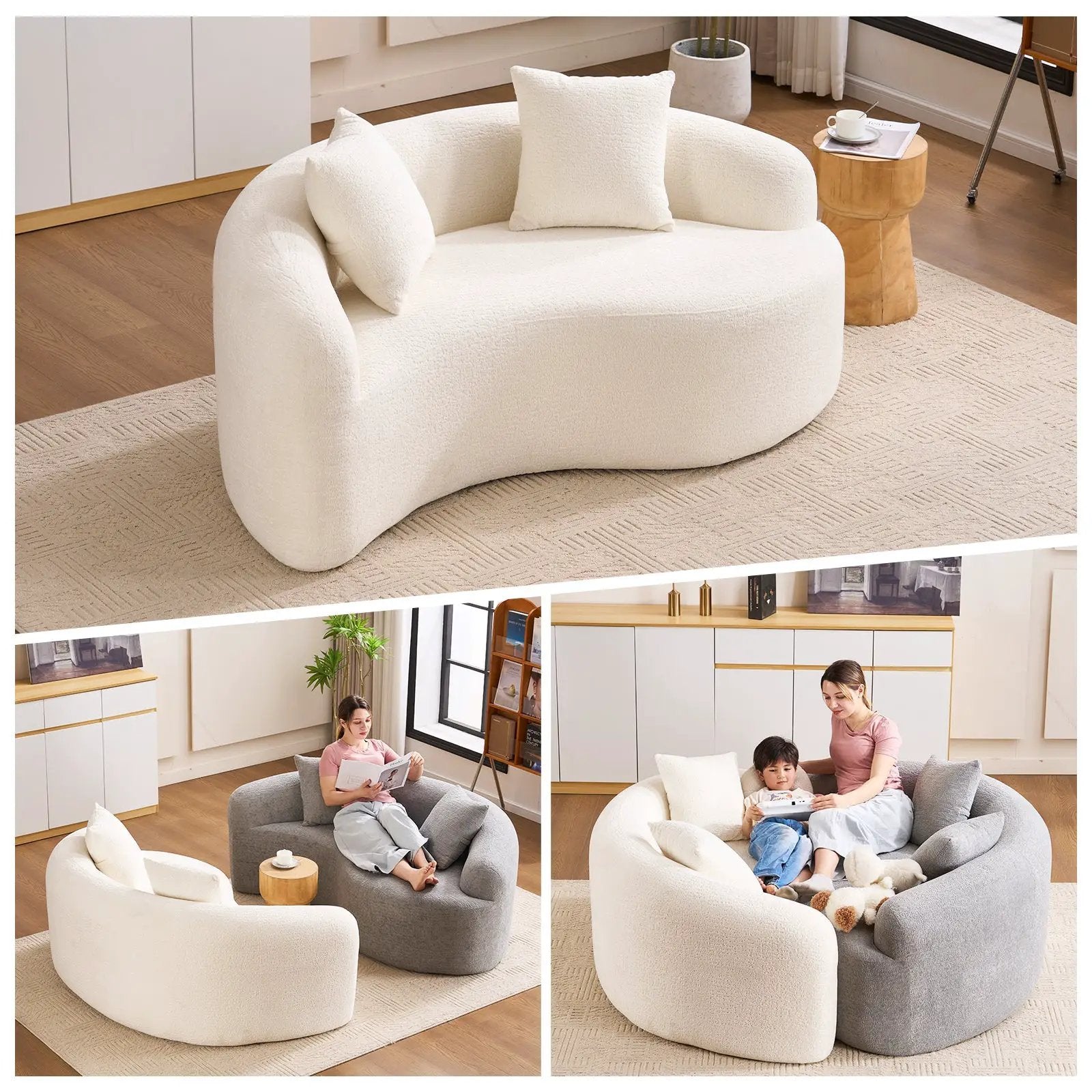 LY-042 S-Curved Chenille Sectional Sofa: Dual-Depth Options by HouseOfZazla