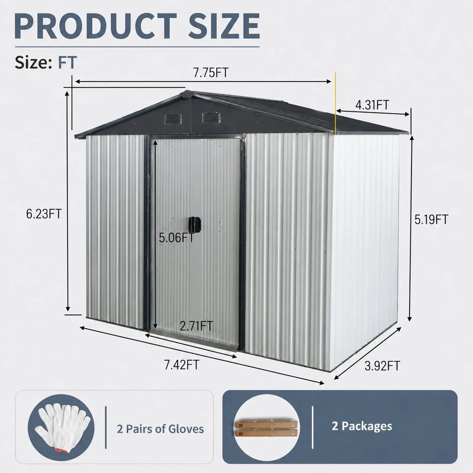 8ft x 4ft Outdoor Metal Storage Shed by HouseOfZazla