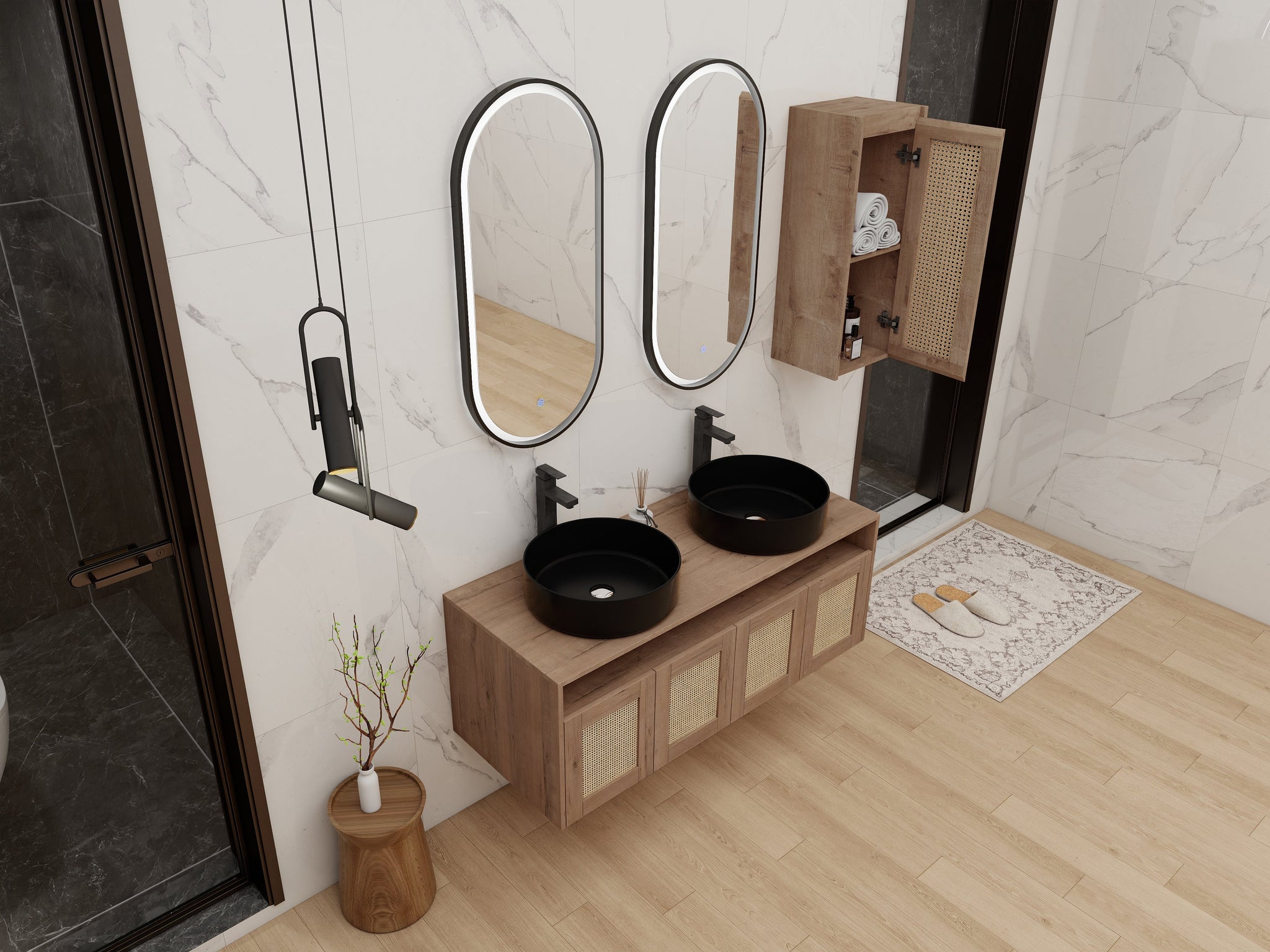 48" Bathroom Vanity with Ceramic Art Sink and Side Cabinet by HouseOfZazla