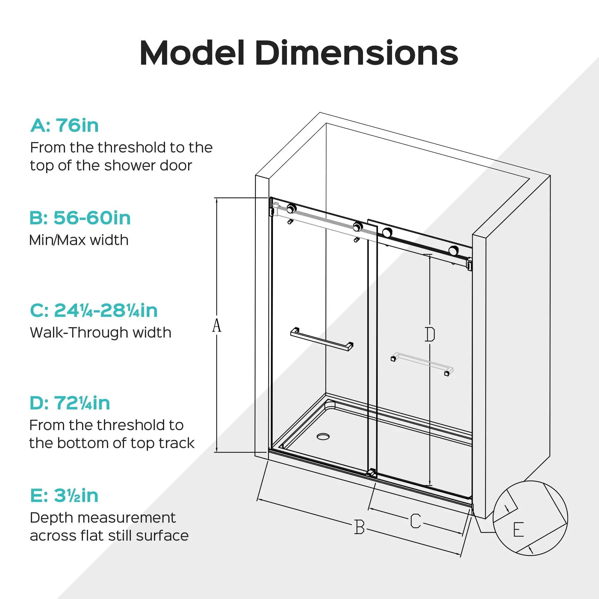 Frameless Double Sliding Shower Door In, Thick Tempered Glass, Reversible Installation by HouseOfZazla