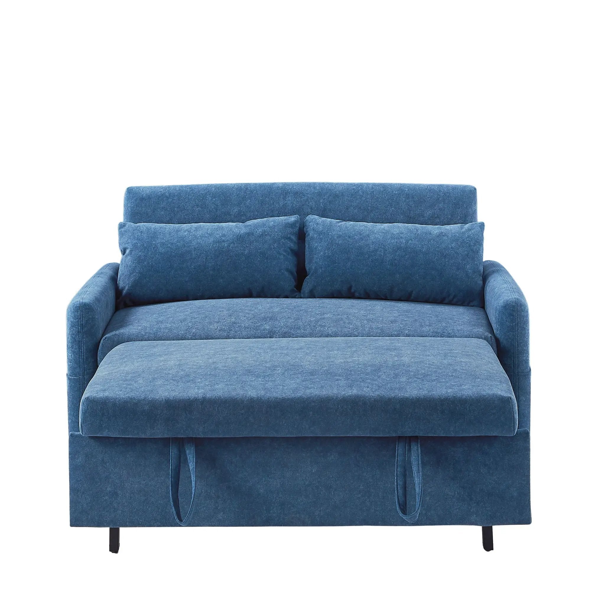 Pull Out Sleep Sofa Bed Loveseats Sofa Couch With Adjsutable Backrest, Storage Pockets, 2 Soft Pillows, USB Ports For Living Room, Bedroom, Apartment, Office by HouseOfZazla