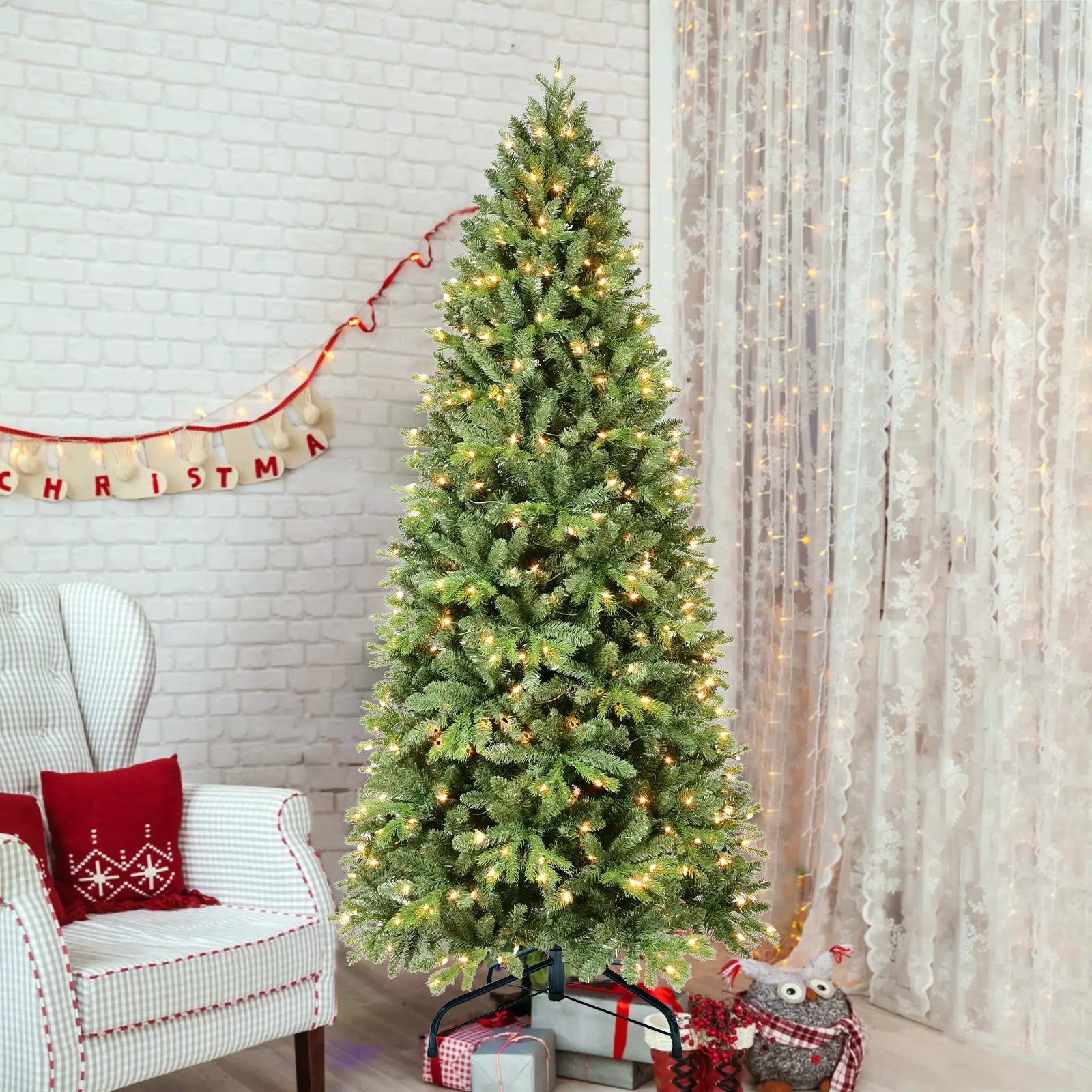 7.5FT Christmas Tree with 1599 Tips and 450 Warm Lights by HouseOfZazla