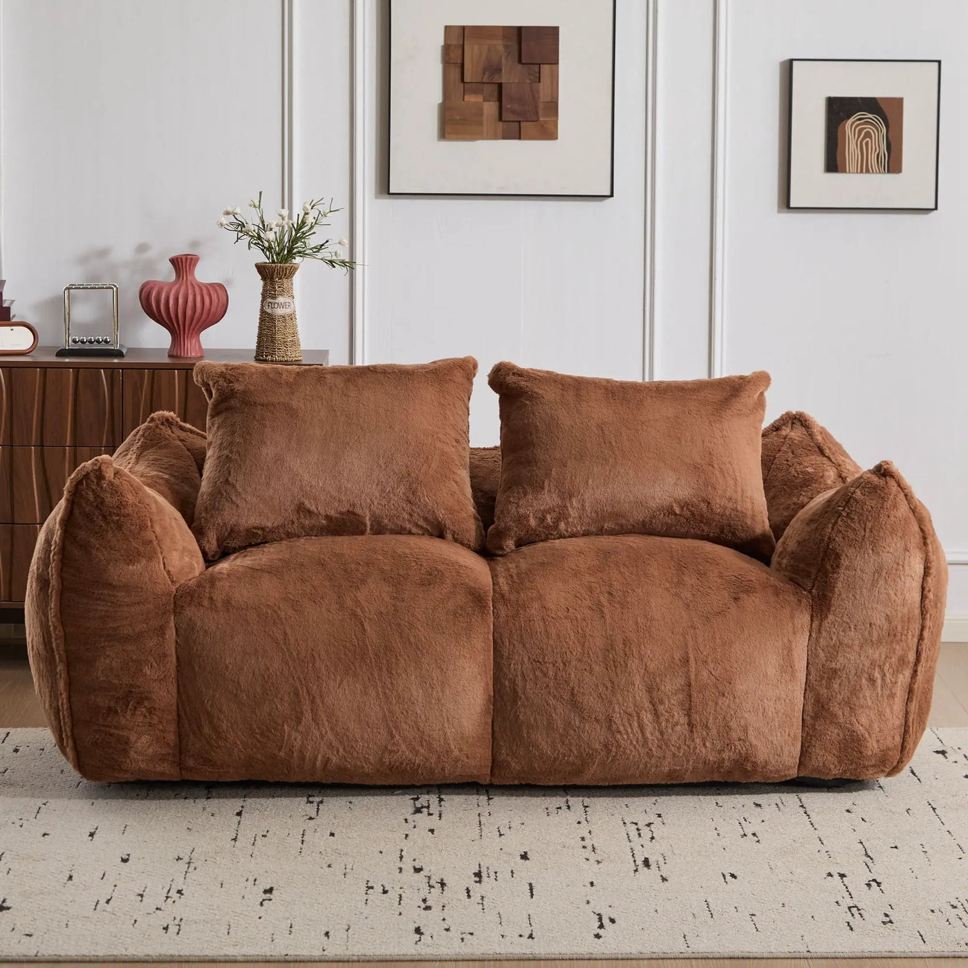 Giant Bean Bag Couch, Ultra Soft Fluffy Loveseat For Living Room by Unique Piece Furniture