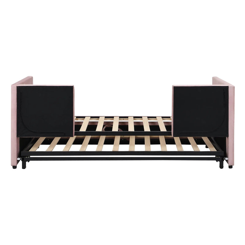 Twin Size Upholstered Daybed With Pop Up Trundle by HouseOfZazla