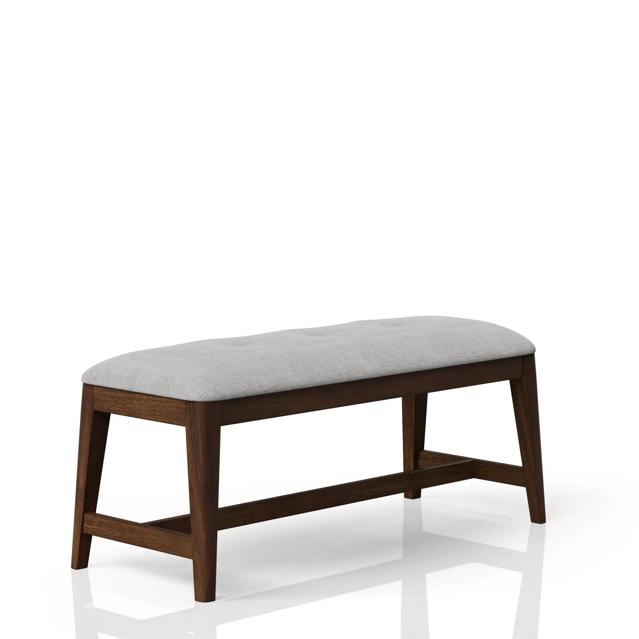 Backless Upholstered Dining Bench Mid Century Seating - Beige by Unique Piece Furniture