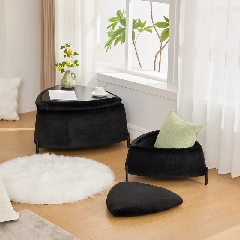 Upholstered Storage Ottoman Set With Reversible Lid by Unique Piece Furniture