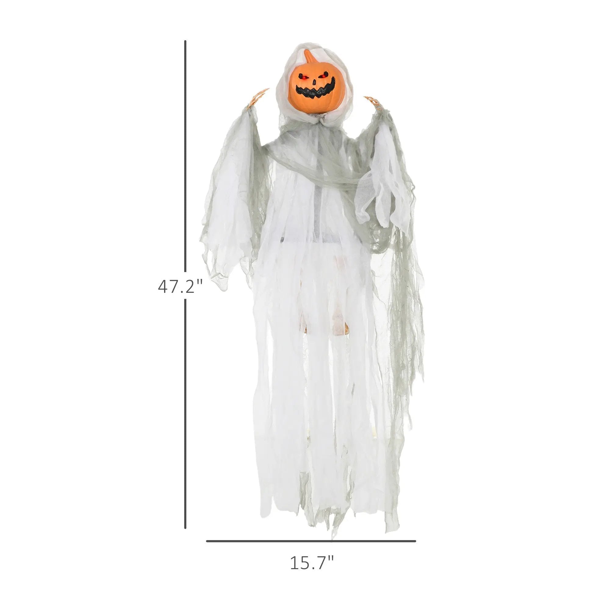 Outdoor Halloween Hanging Pumpkin Ghost with Light-Up Eyes and Sound by HouseOfZazla