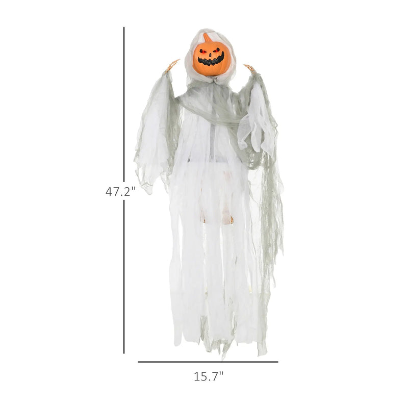 Outdoor Halloween Hanging Pumpkin Ghost with Light-Up Eyes and Sound by HouseOfZazla