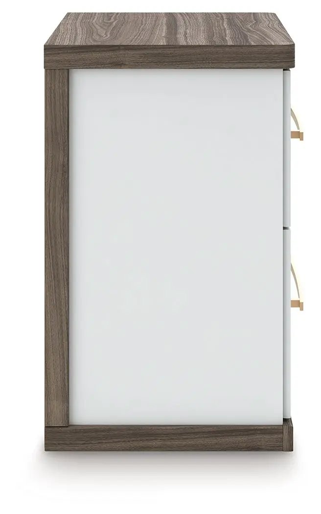 Kendanport - Two Drawer Night Stand - Brown / White by Unique Piece Furniture