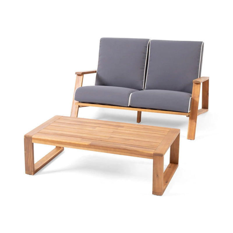 Paloma Contemporary Loveseat and Coffee Table Set with Weather Resistant Cushions by HouseOfZazla