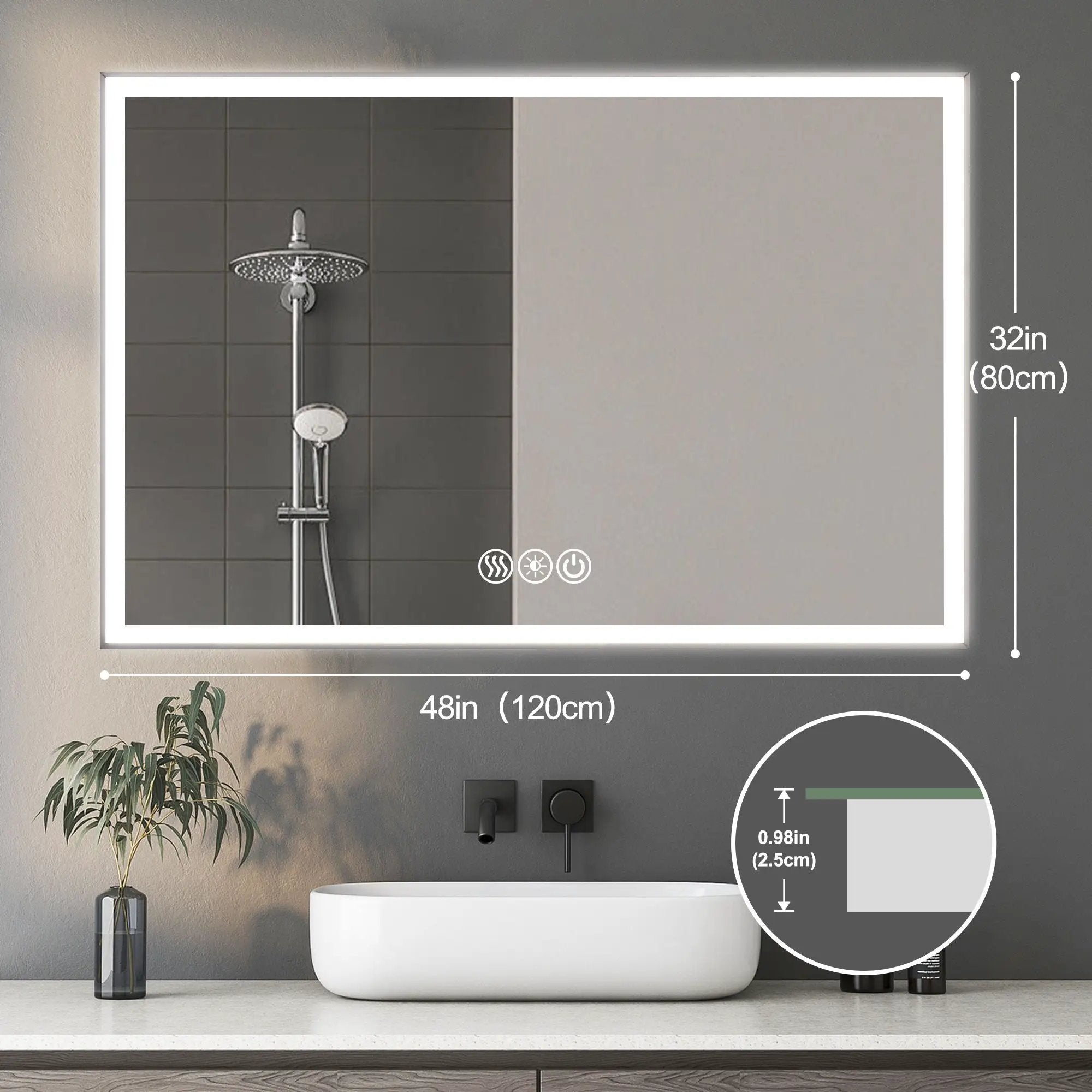 Modern LED Bathroom Vanity Mirror With Aluminum Frame, 45° Beveled Lights, Anti Fog - Silver by HouseOfZazla