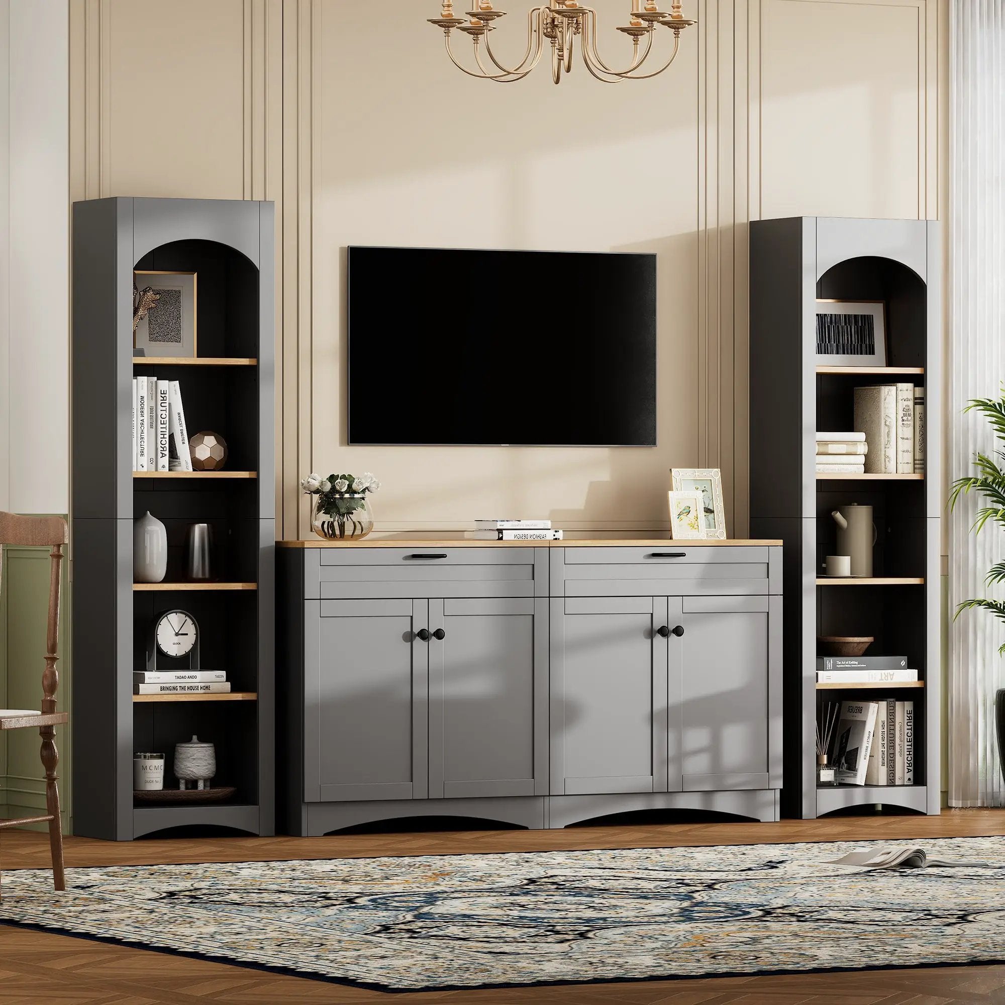 ON-TREND 3-Piece Farmhouse Entertainment Center by HouseOfZazla