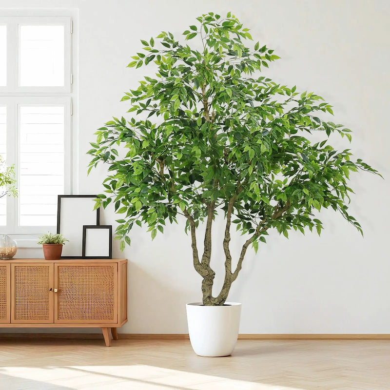 Artificial Banyan Tree With A Trunk And Lifelike Leaves, For Indoor And Outdoor Use - Green by HouseOfZazla