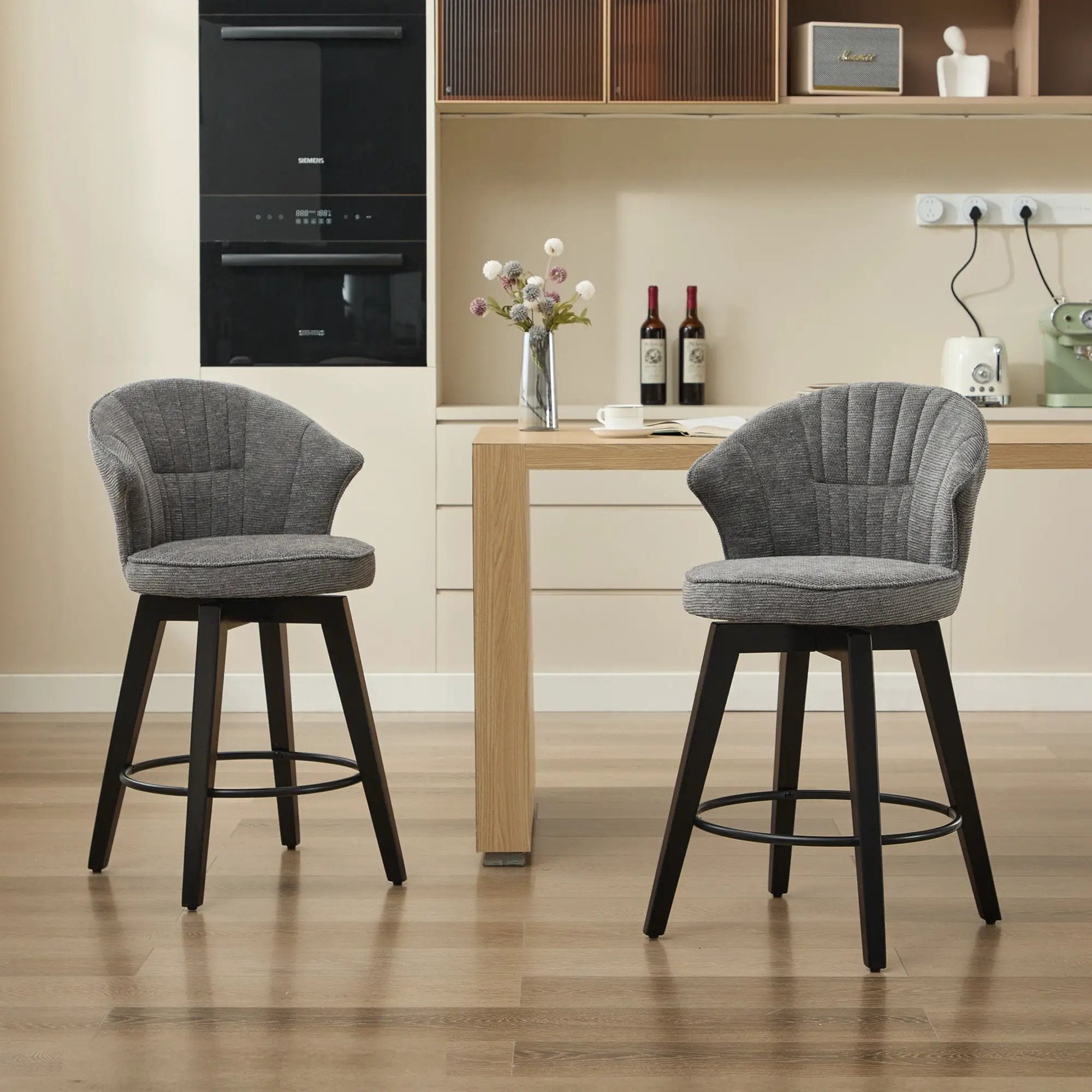 Wing Back Swivel Bar Stools (Set of 2) by Unique Piece Furniture