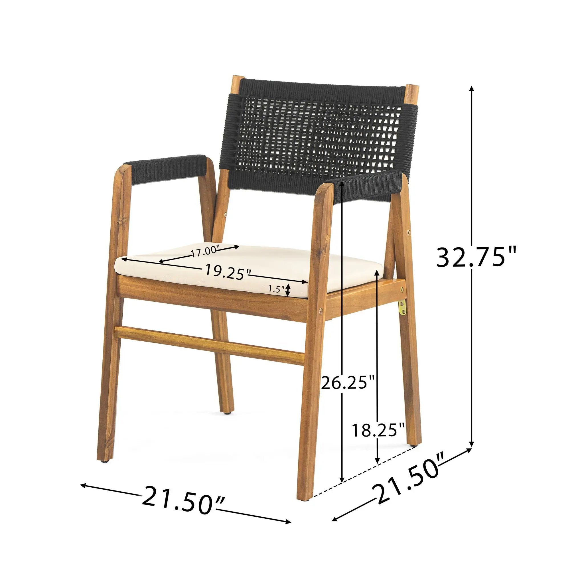 Outdoor Rustic Patio Acacia Bistro Set With Cushions by HouseOfZazla