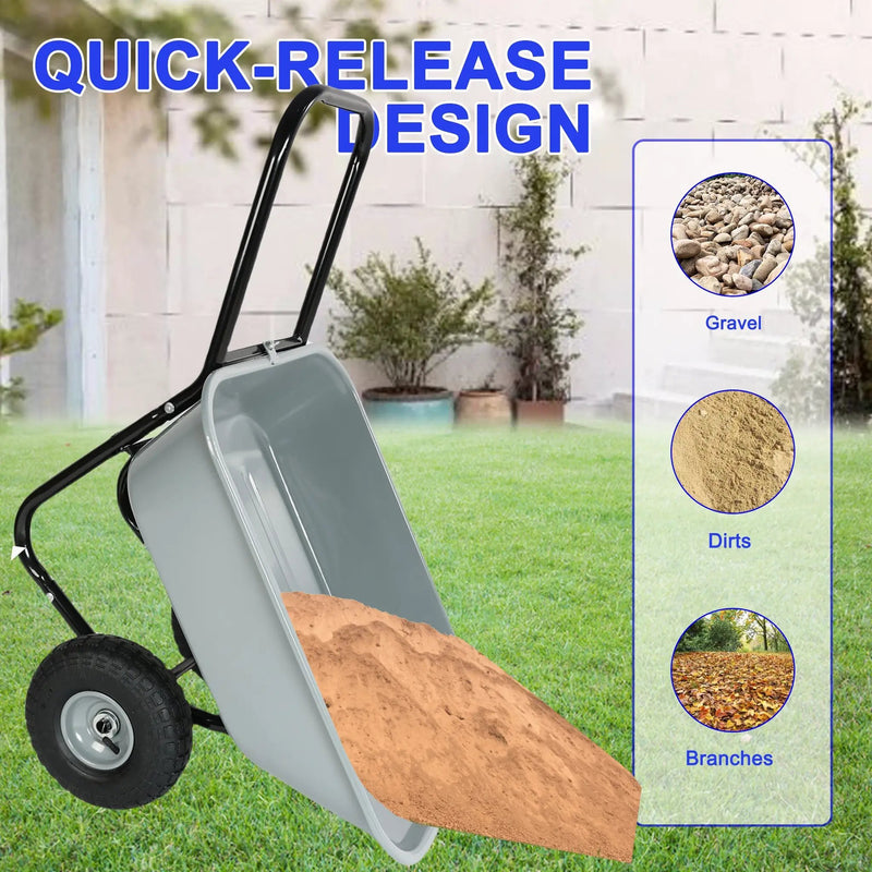 Two-Wheeled Cart with 10-Inch Pneumatic Wheels (Gray) by HouseOfZazla