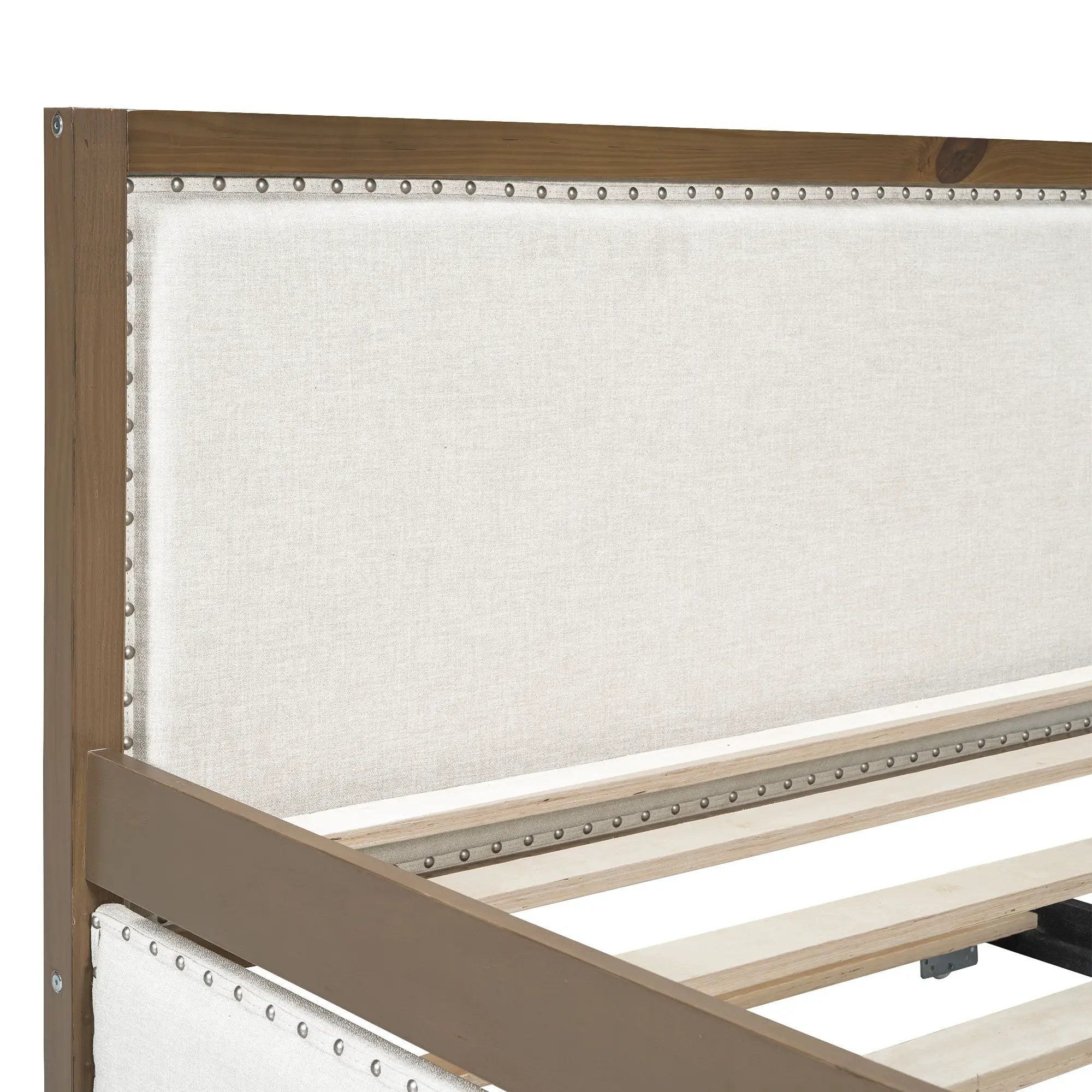 Full Size Daybed With Trundle And Nailhead Decoration - Wood by HouseOfZazla