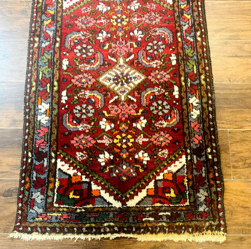 Small Red Persian Tribal Rug 2.6 x 4, Wool Rug, Persian Hamadan Rug by Jewel Rugs