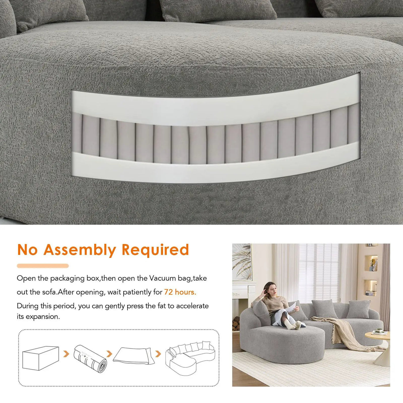 Combined Sofa With 4 Pillows by Unique Piece Furniture