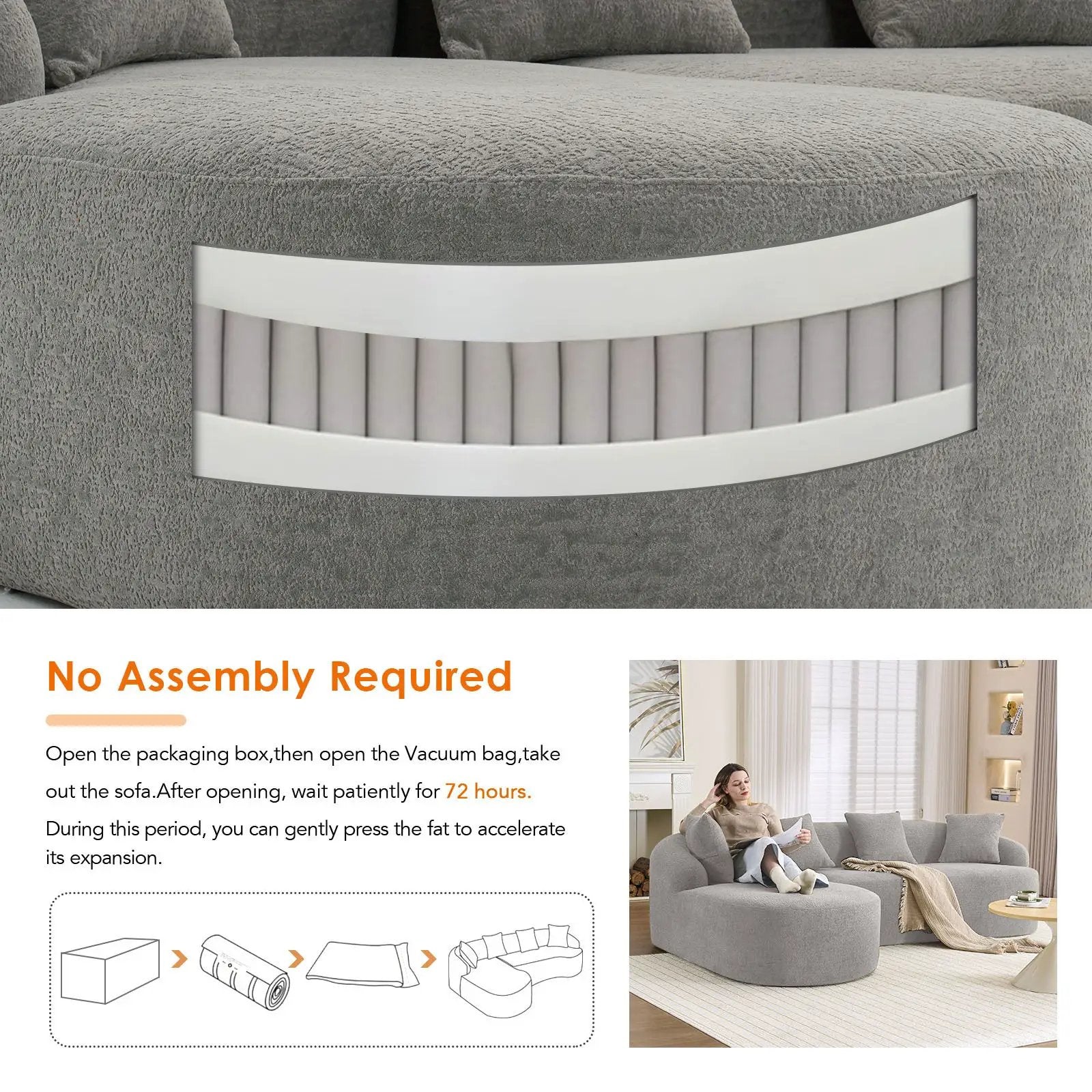Combined Sofa With 4 Pillows by Unique Piece Furniture