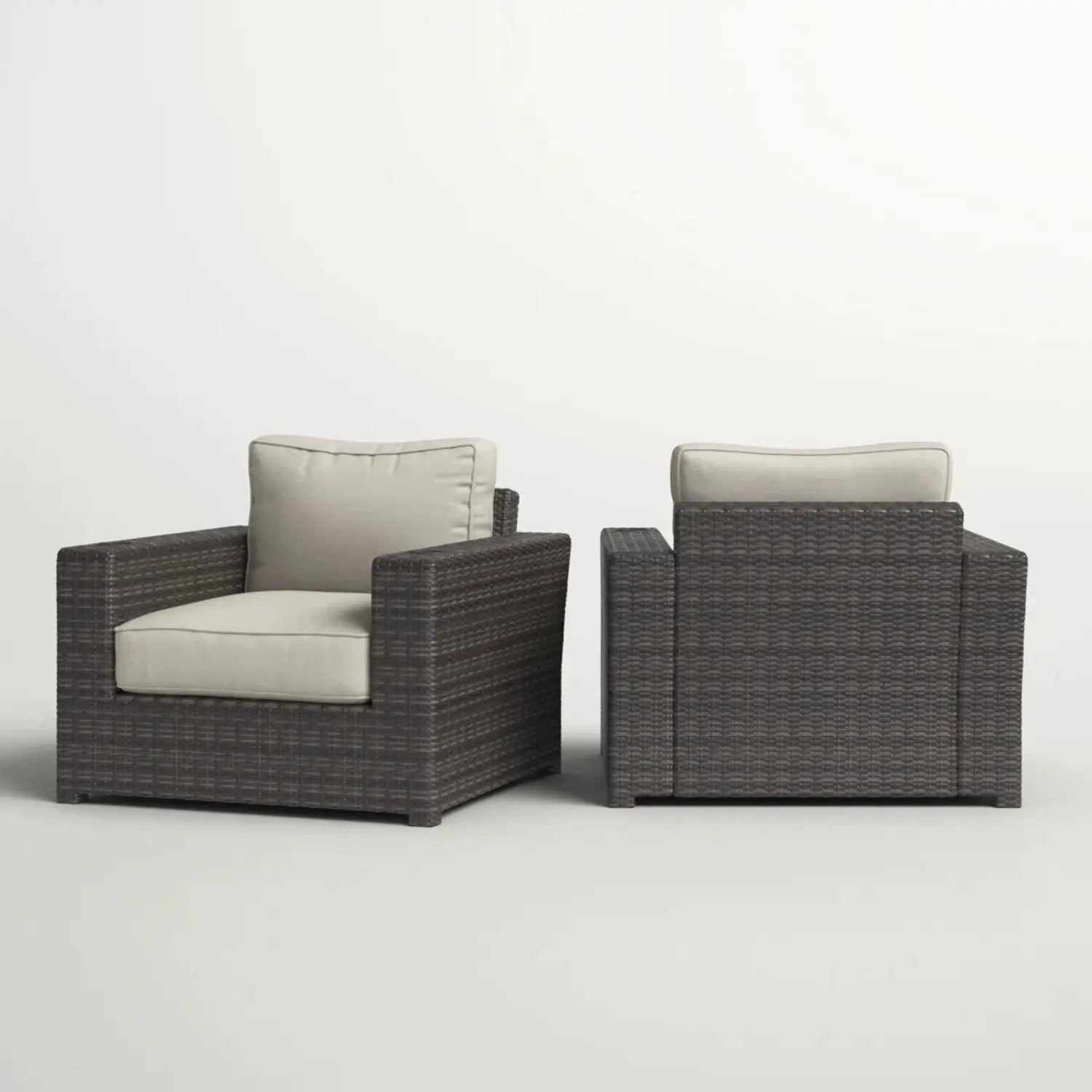 Outdoor Armchairs With Cushions (Set of 2) - Espresso / Gray by Unique Piece Furniture