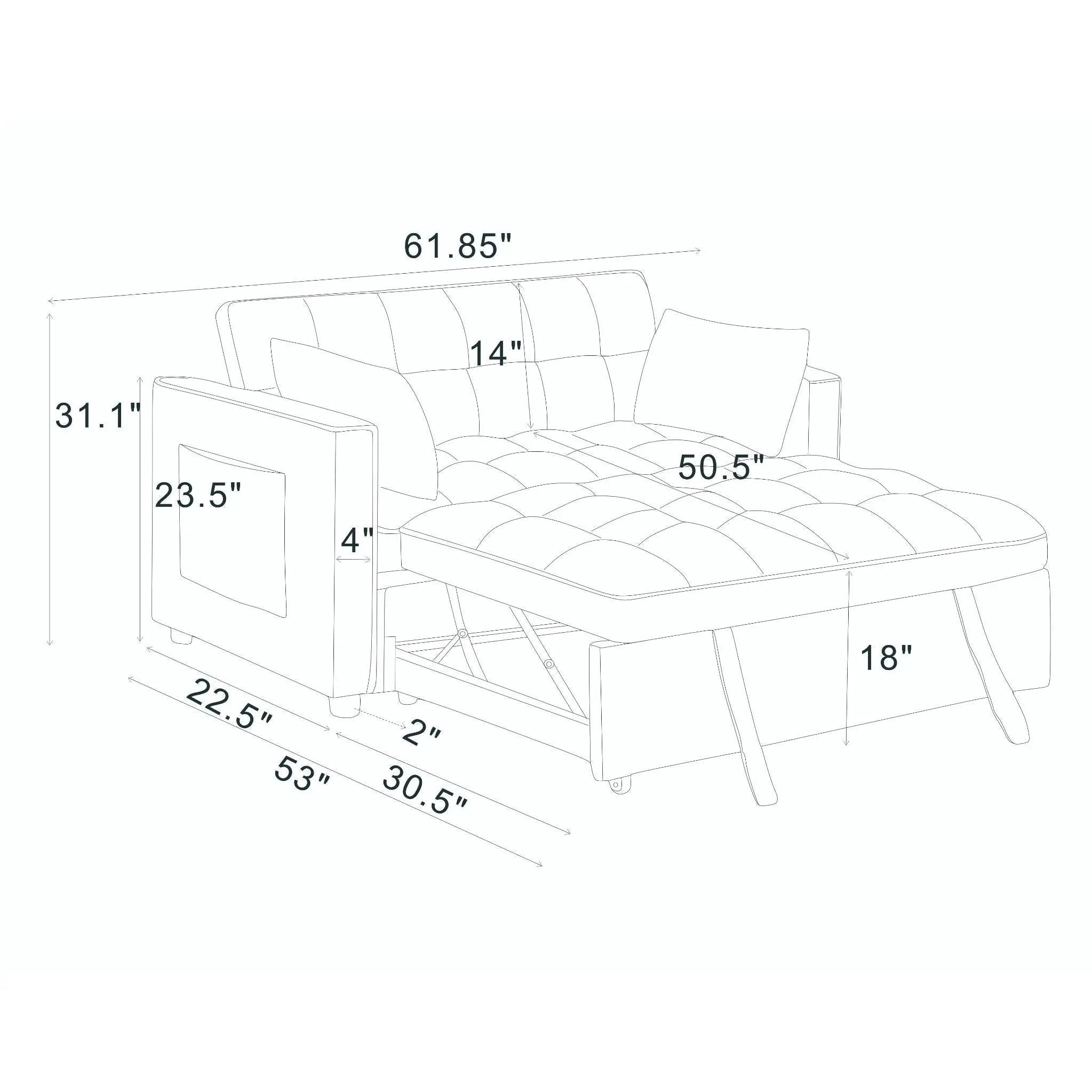 Sienna - Tufted Convertible Sleeper Sofa With Chaise - Gray by Unique Piece Furniture