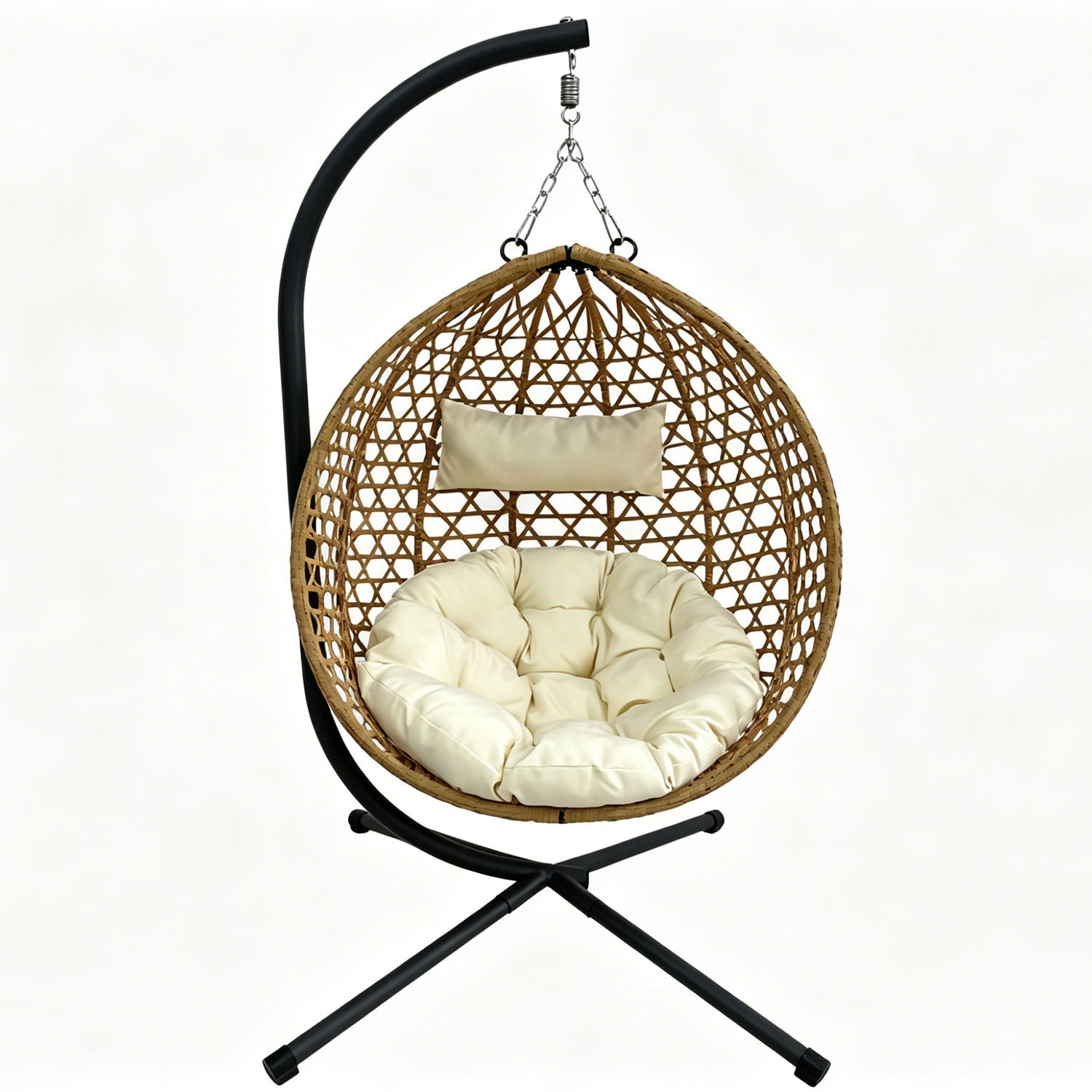 Folding PE Rattan Hanging Egg Chair with Stand by HouseOfZazla