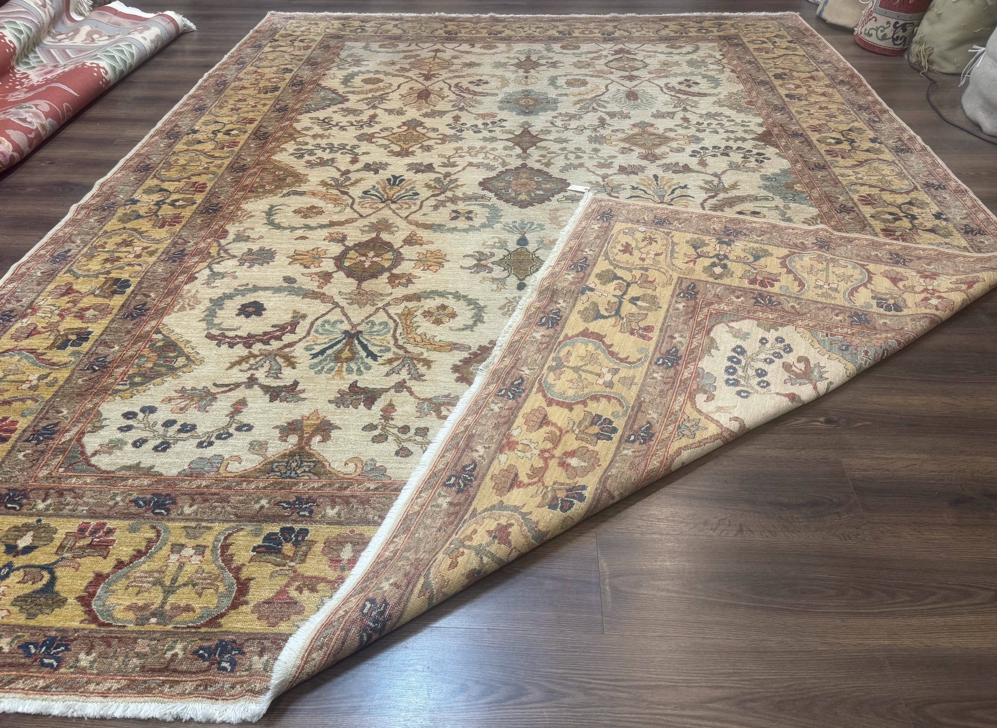 Egyptian Rug 9x12, Mahal Sultanabad Carpet, Handmade Wool Rug, Oatmeal Color by Jewel Rugs