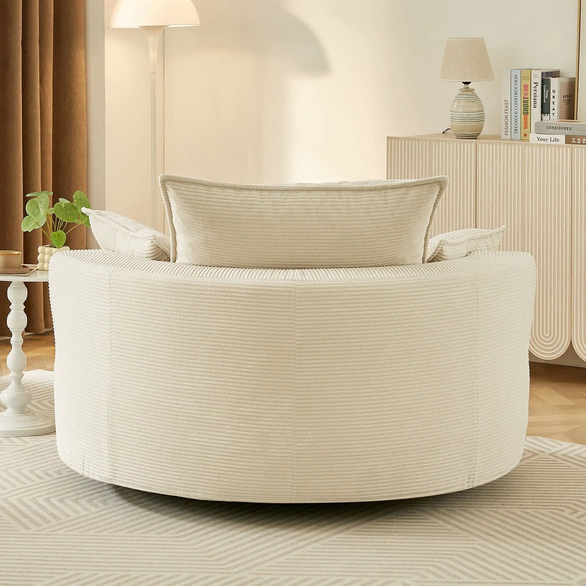 360° Swivel Accent Barrel Chair With Dual Layer Cushion And 3 Removable Pillows by HouseOfZazla