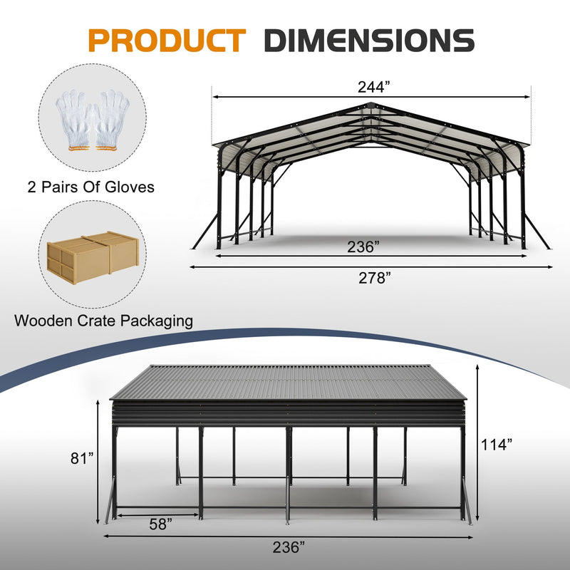 20'x20' Galvanated Steel Carport Canopy by HouseOfZazla
