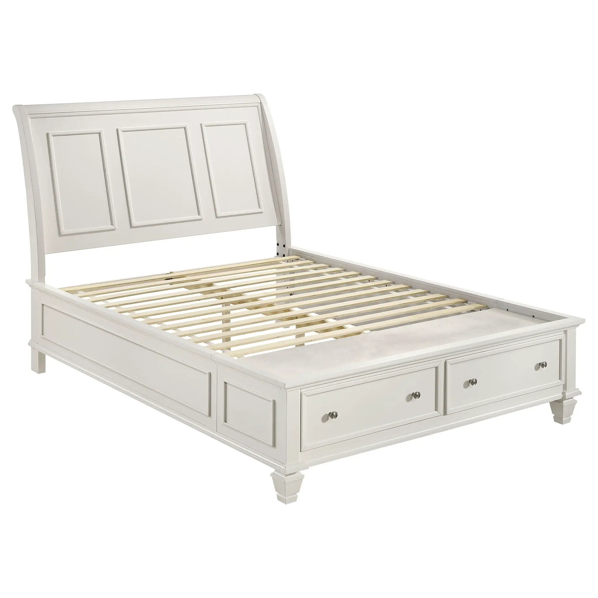 Sandy Beach Wood Queen Storage Panel Bed Cream White by Unique Piece Furniture
