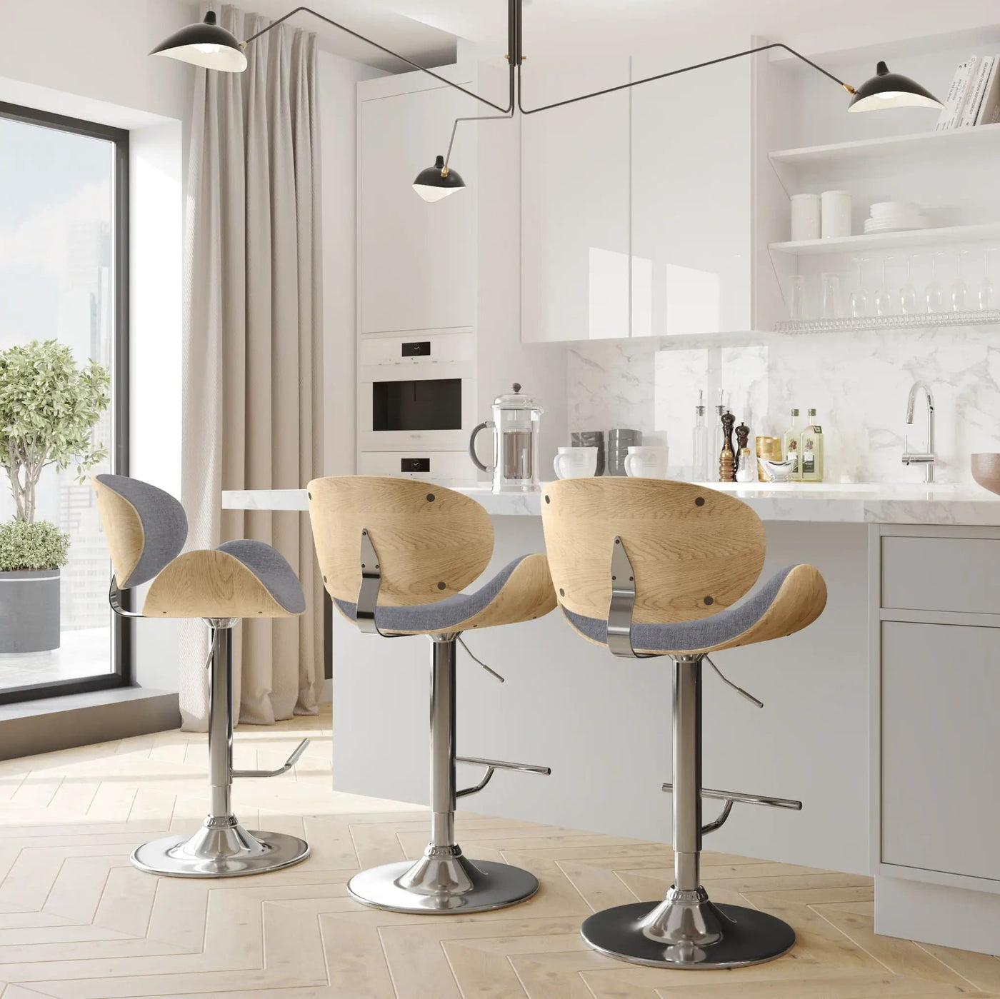 Marana - Handcrafted Bentwood Adjustable Swivel Bar Stool by HouseOfZazla