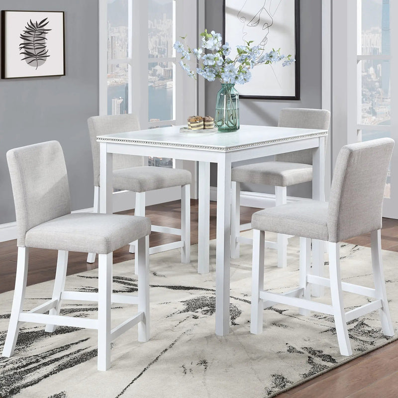 5 Piece Counter Height Table Set, Square Table And 4 Upholstered Chairs by Unique Piece Furniture