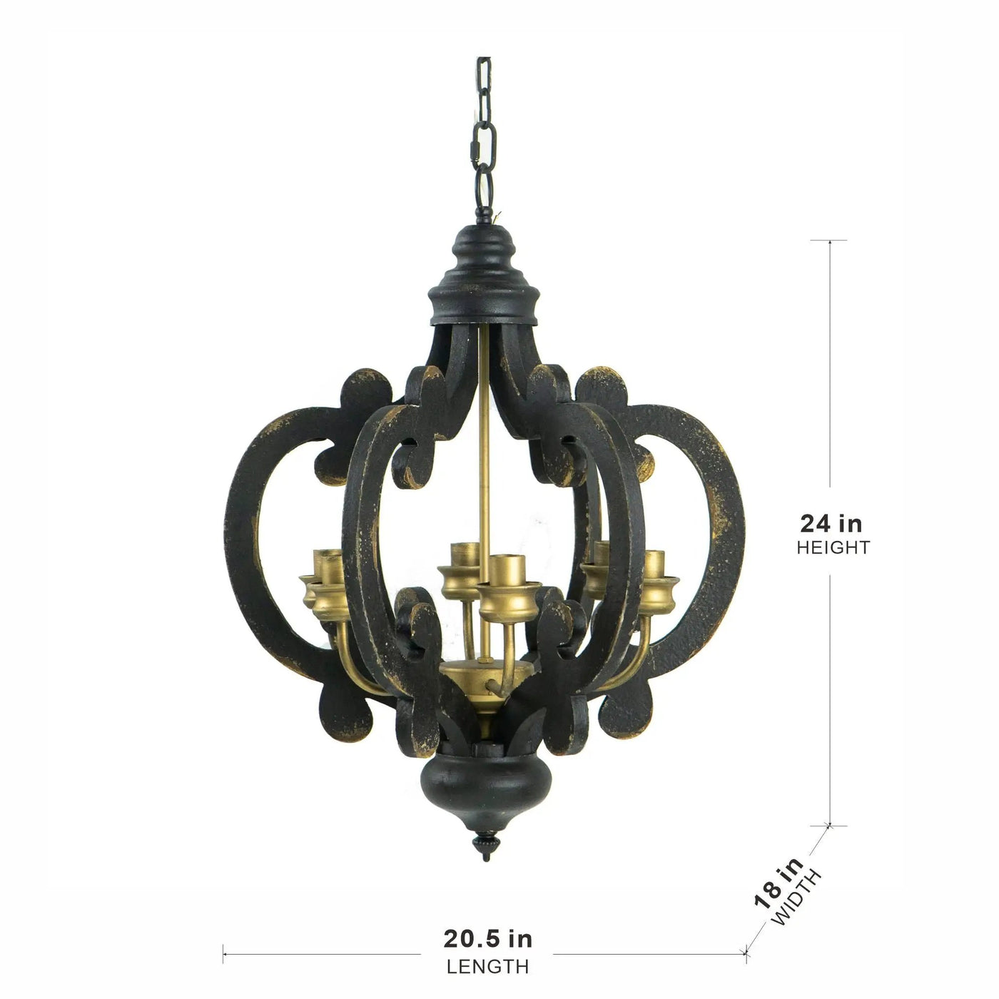 Farmhouse Chandelier, 6 Light Wood Chandelier Pendant Light Fixture With Adjustable Chain For Dining Room Living Room Entryway, Bulb Not Included by HouseOfZazla