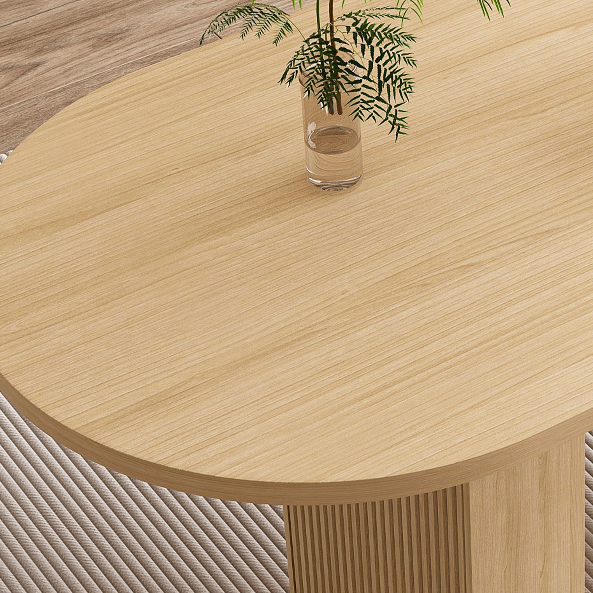Oval Dining Table With Wood Strip Base by HouseOfZazla