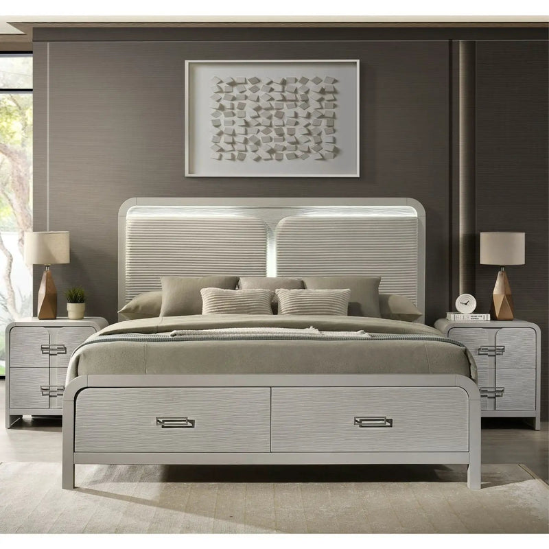 Aria - 2 Drawer Nightstand - Beige by HouseOfZazla
