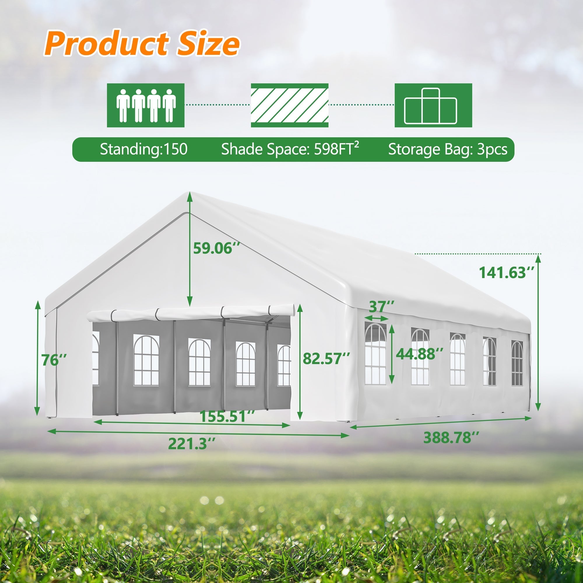 20x32 FT Party Tent with Removable Sidewalls & Storage Bags by HouseOfZazla