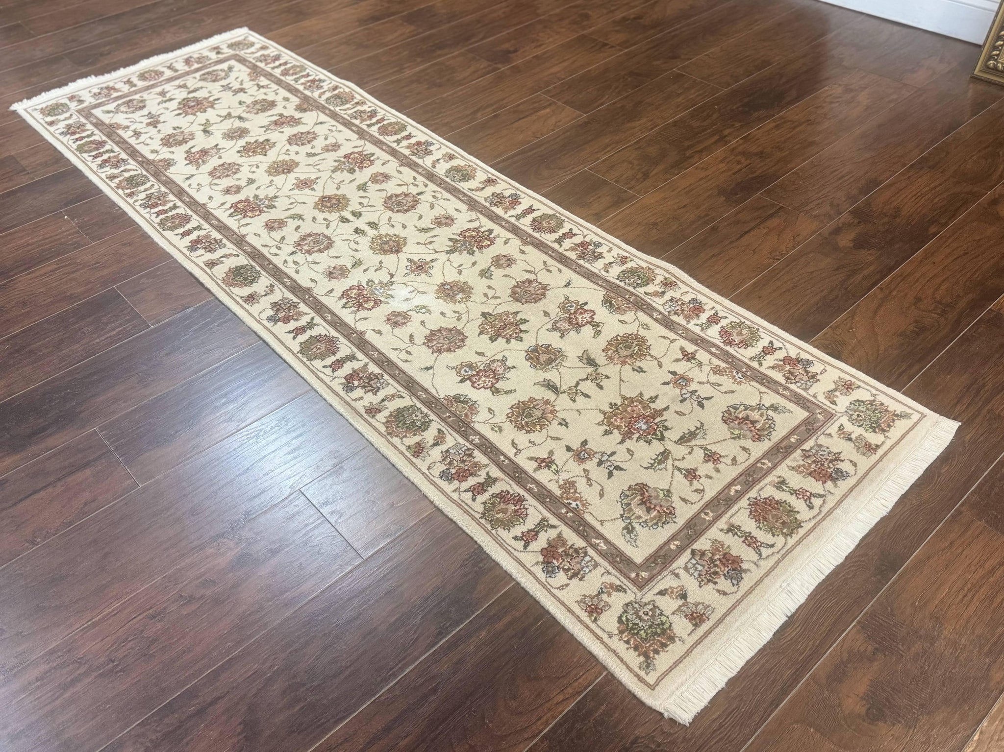 Pak Persian Runner Rug 2.6 x 8ft, Oriental Carpet for Hallway or Kitchen, Handmade, Wool and Silk Highlights by Jewel Rugs