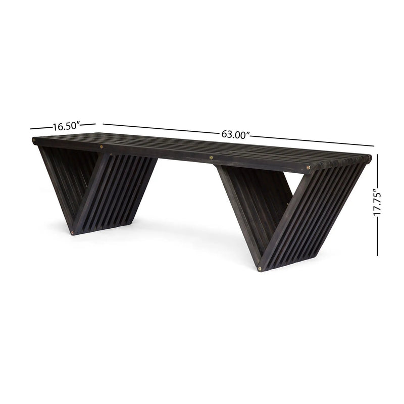 Gloaming Outdoor Bench with Slat Design and Triangular Base by HouseOfZazla