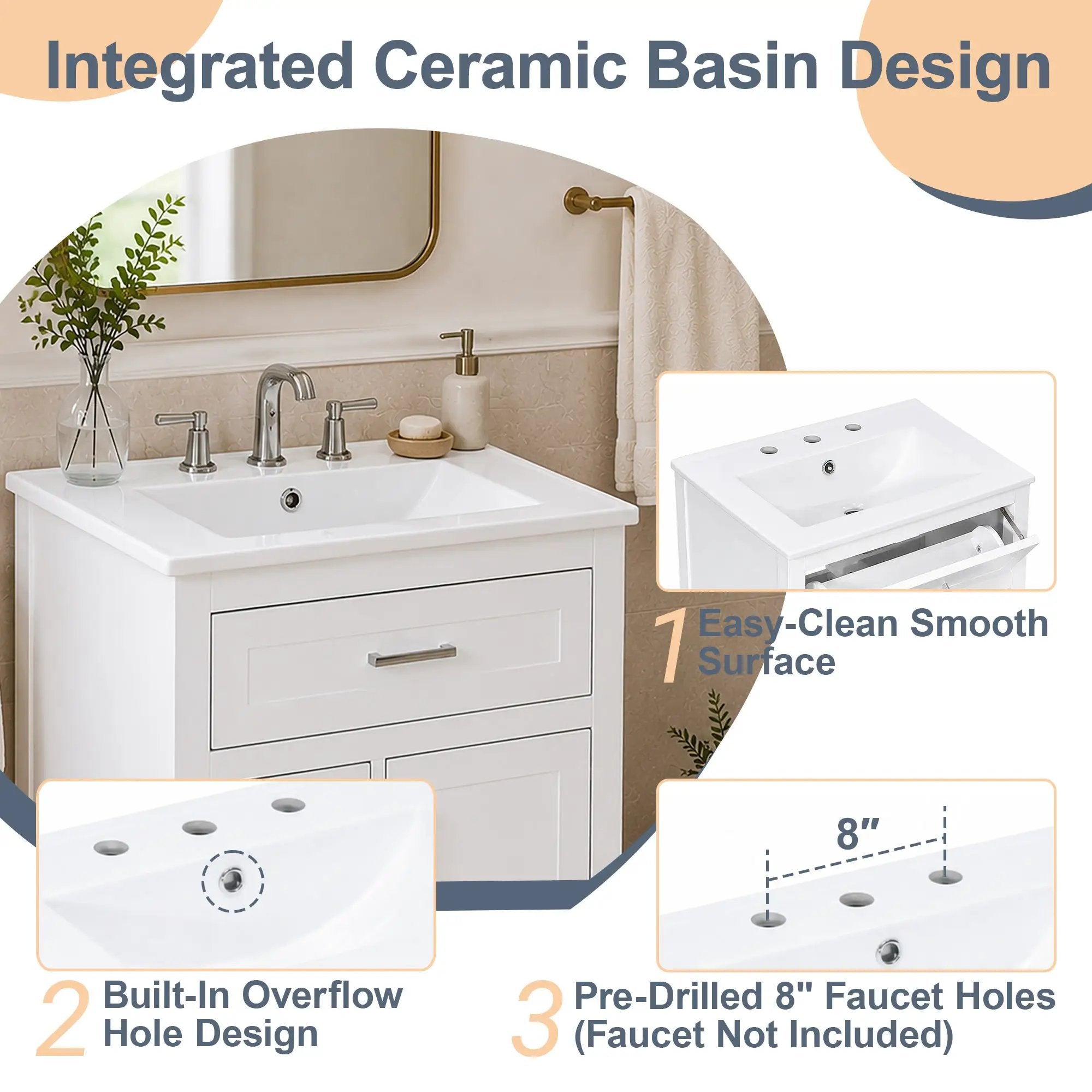 24 Inch Bathroom Vanity with Ceramic Sink by HouseOfZazla