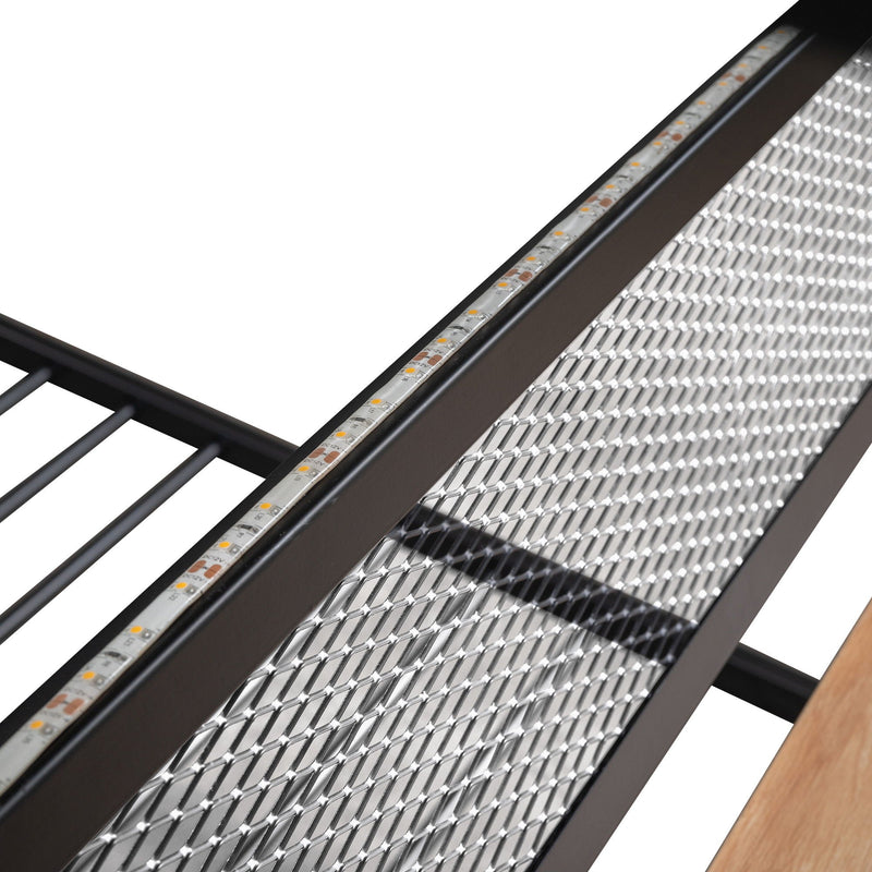 Full Size Bunk Bed With Built In Desk, Light, And 2 Drawers - Black by HouseOfZazla