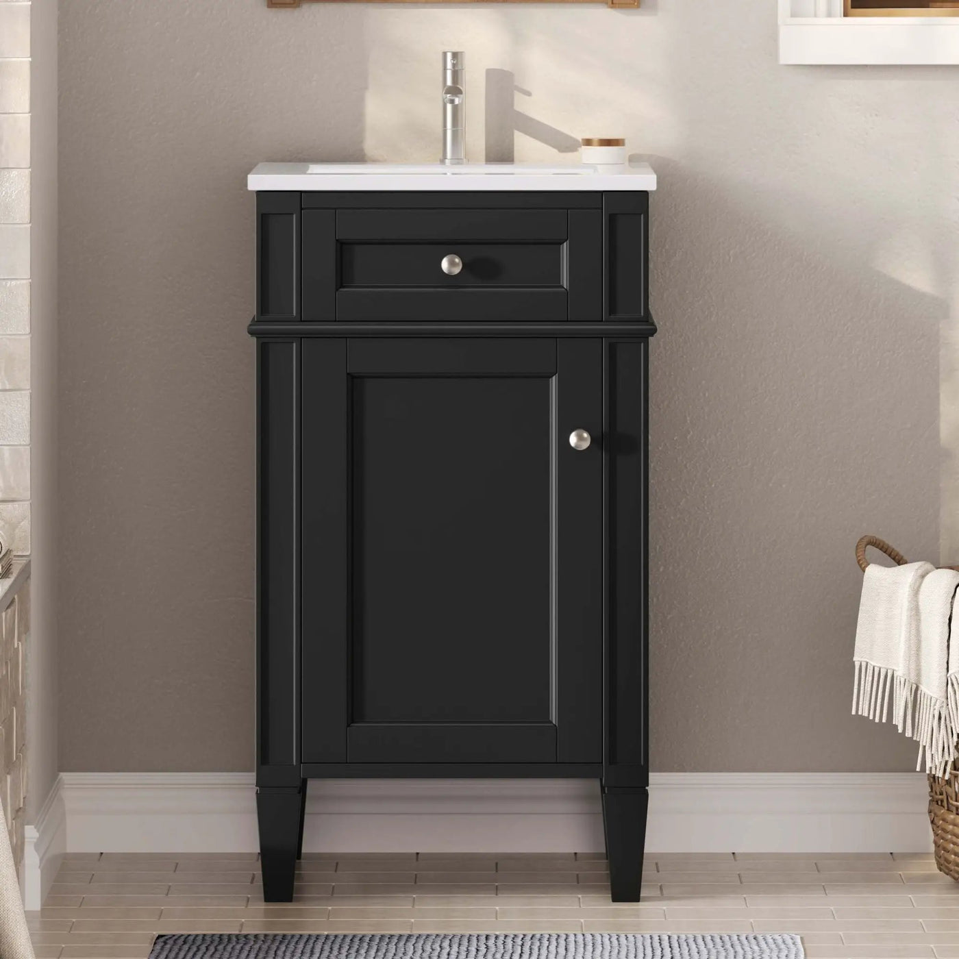 French Style Bathroom Vanity With Sink, Soft-Closing Door, Adjustable Shelf, Rectangular Design by Unique Piece Furniture