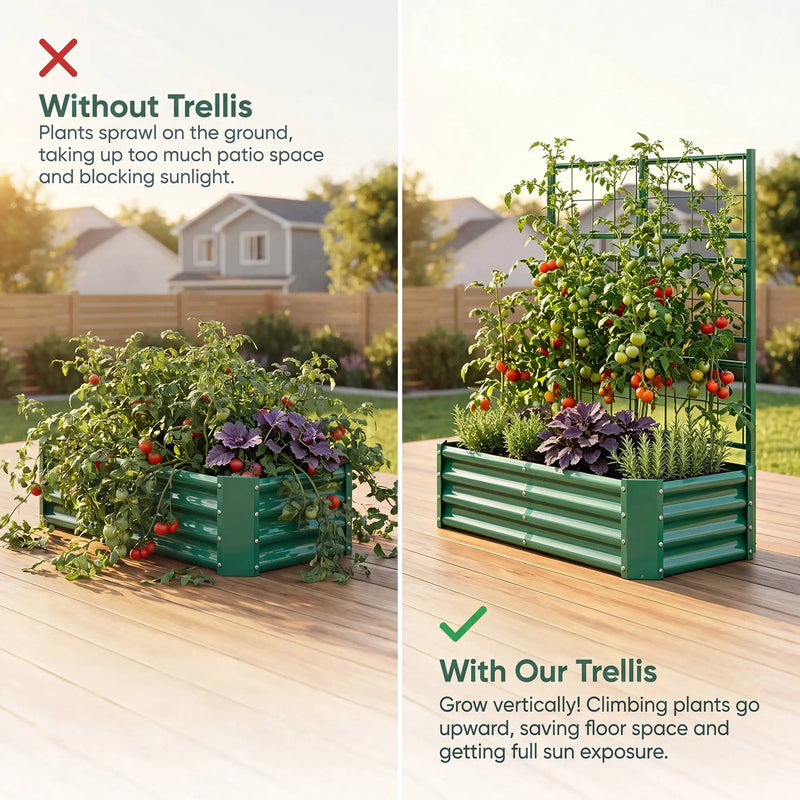 4x2x1FT Galvanized Raised Garden Bed with Arch Trellis by HouseOfZazla