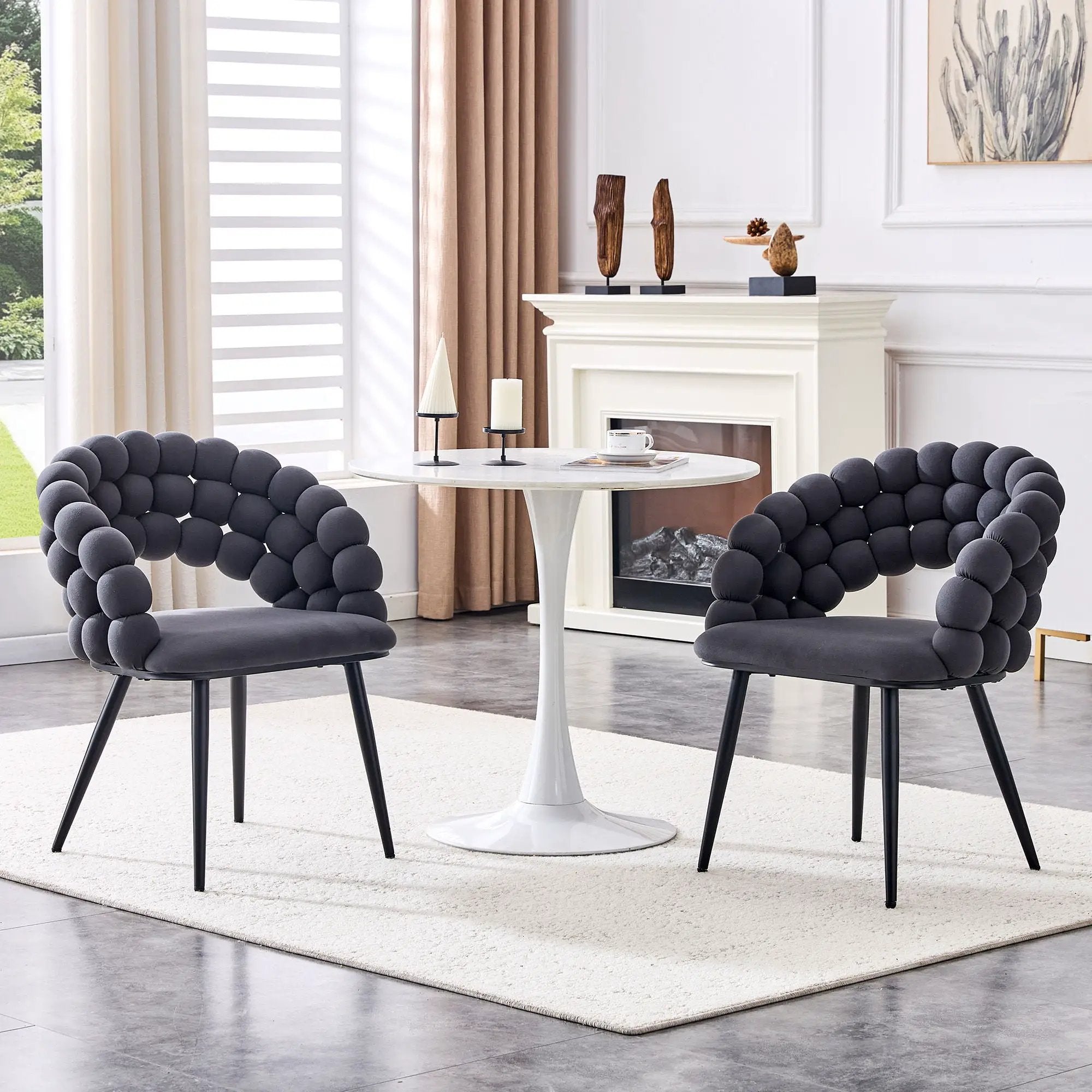 Puffy Bubble, Ball Chain Chairs For Dining Room (Set of 2)