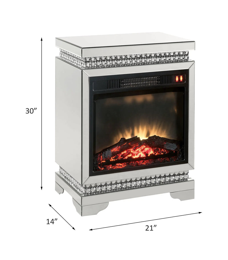 Lotus - Fireplace - Mirrored & Faux Ice Cube Crystals by Unique Piece Furniture