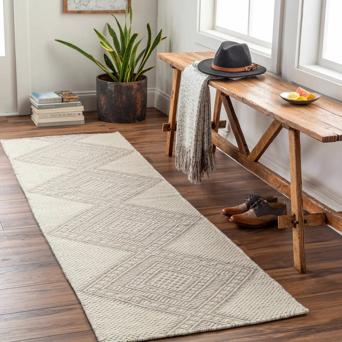 Aanislag Cream Wool Rug - Clearance, installed in a room 2