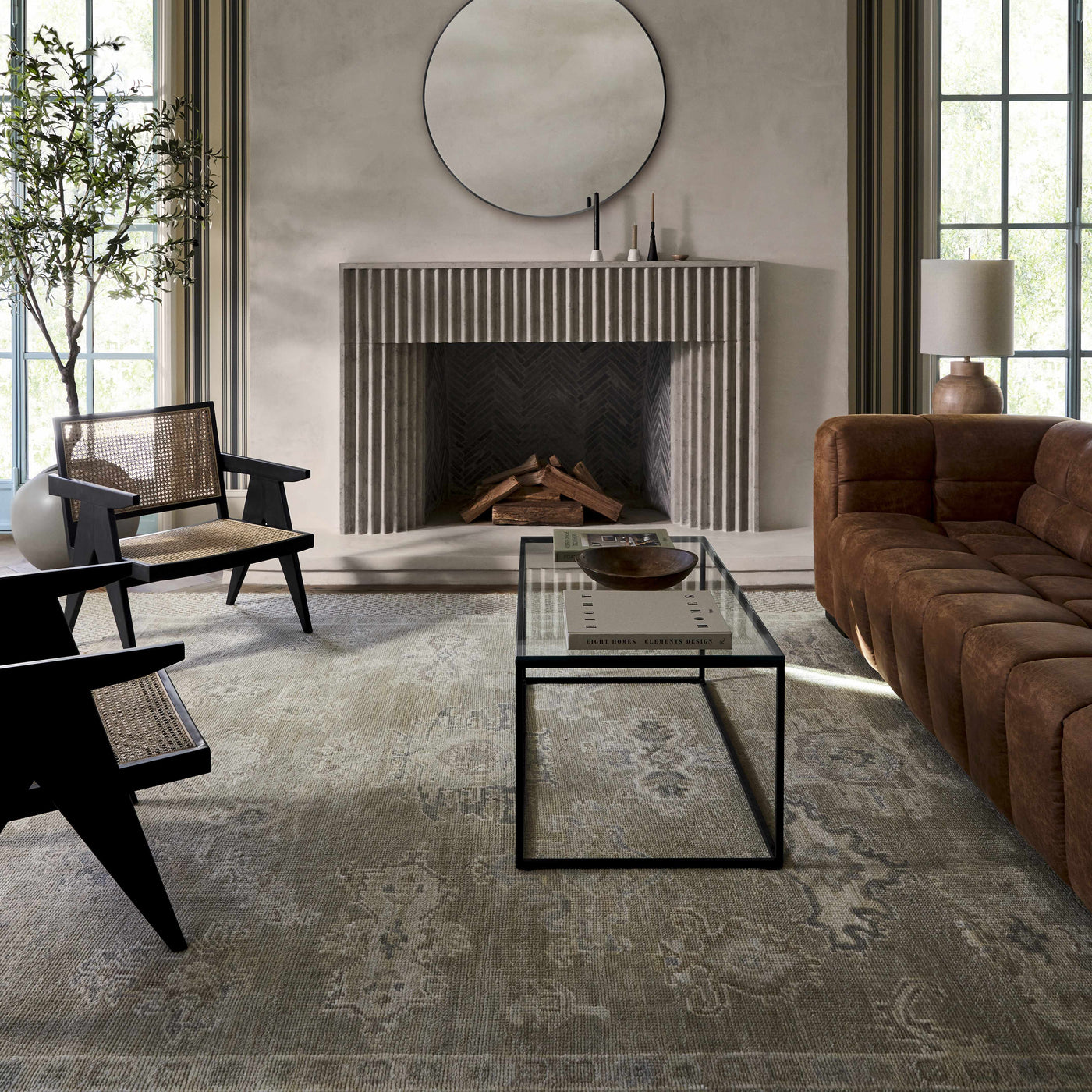 Round Mirror with Black Aluminum Frame by Boutique Rugs