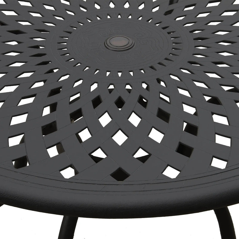 Modern Outdoor Mesh Aluminum 48-in Black Round Patio Dining Table by Sharicks